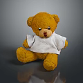 Cute Yellow Teddy Bear Wearing White T-shirt Soft Plush Daily Life Toy