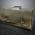 Classic Vintage Leather Briefcase With Black Handle And Metal Buckles Design