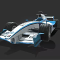 Blue And White Formula Race Car Featuring Spirit Logo And Aerodynamic Design