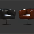 Modern Black and Brown Leather Accent Chair with Metal Star Base