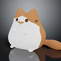 Chubby Brown And White Cartoon Cat Game Character With Cute Expression And Round Body