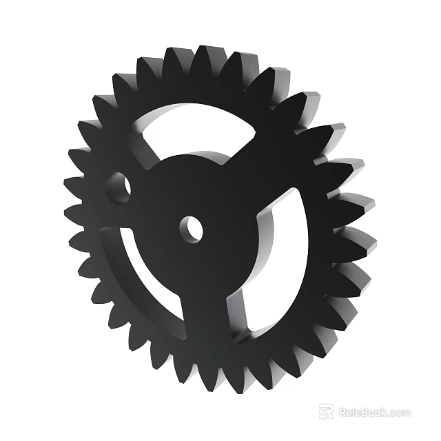 Black Mechanical Gear with Sharp Teeth Design and Central Hole Structure 3d model