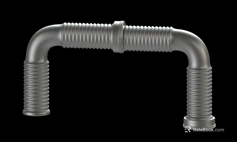 Durable Metal Curved Corrugated Pipe With Connecting Fittings Structure And Industrial Use 3d model 