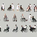 Healthcare Workers Assisting Elderly Patients in Wheelchairs During Daily Care Activities