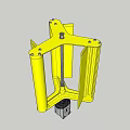 Yellow Industrial Equipment With Metal Frame Vertical Rod And Base Component