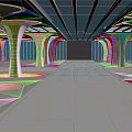 Futuristic Sci Fi Corridor With Arched Structures Blue White Tones Spacious Design 3d model