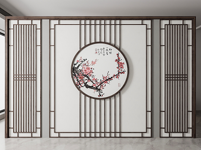 New Chinese-style background wall partition wall 3d model