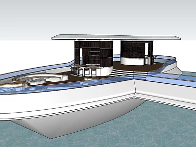 Modern Waterfront Inn Design Featuring Open Platform And Contemporary Roof Structure 3d model