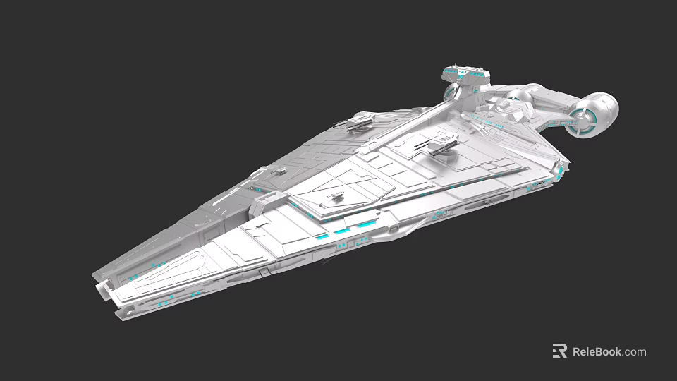 Futuristic Warship 3D Rendering With Sleek Metallic Surface And Blue Accent Lines 3d model 