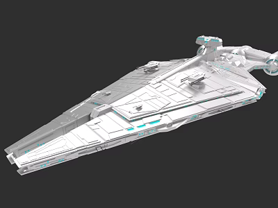 Futuristic Warship 3D Rendering With Sleek Metallic Surface And Blue Accent Lines 3d model
