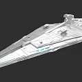 Futuristic Warship 3D Rendering With Sleek Metallic Surface And Blue Accent Lines