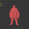 Detailed Batman 3D Model Standing In Black Costume With Blue Emblem And Red Eyes