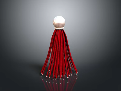 Red Long Stemmed Plant With White Spherical Top And Decorative Design 3d model