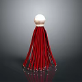 Red Long Stemmed Plant With White Spherical Top And Decorative Design 3d model