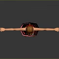 3D Female Character Model With Brown Hair Red And White Dress Brown Boots Arms Outstretched