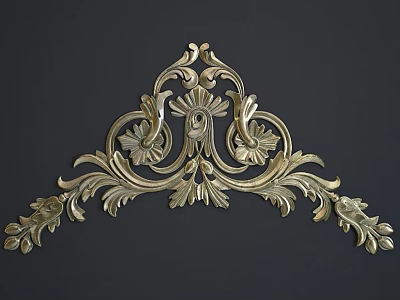 Classical Brass Carved Decorative Ornament With Floral Patterns And Intricate Scrolls 3d model