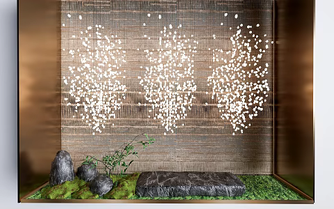 Modern interior micro-landscape atrium landscape plant pile 3d model