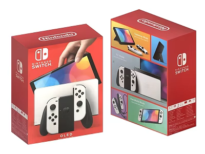 Nintendo Switch OLED Console Box Featuring Joy Con Controllers And Product 3d model