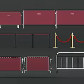 Event Crowd Control Barriers With Red EXIT Signs Gold Ropes And Metal Barricades