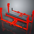 Red Industrial Mechanical Frame Structure With Black Roller And Components 3d model