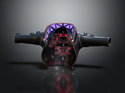 Modern Black Vest Featuring Purple Accents And Red Decorative Inner Patterns 3d model