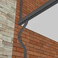 Stone And Brick Exterior Wall With Drainage Pipe And Eave Design 3d model