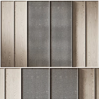 Modern Wooden Background Wall Design With Grid Pattern And Panel Details 3d model