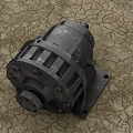 Industrial Equipment Heavy Duty Metal Gearbox Mechanical Component On Cracked Surface