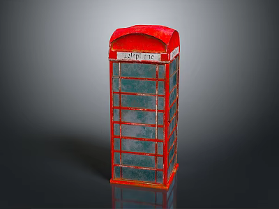 Classic Red Telephone Booth With Transparent Glass Panels And Vintage Design 3d model