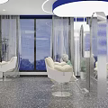 Modern Public Toilet Interior With Metallic Walls Urinal Wash Basin And Lighting