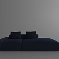 Modern Blue Sectional Sofa With Two Cushions And Comfortable Fabric Design 3d model