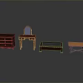 Classic Wooden Furniture Collection Including Dresser Vanity Bench And Side Table