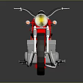 Red Vintage Motorcycle With Brown Seat Round Headlight Silver Engine And Reflective Surface 3d model