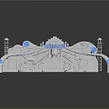 Themed Amusement Park Entrance Structure With Ferris Wheel Sign Slides And Decorative Towers