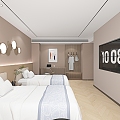 Hotel Room Twin Room Standard Room 3d model