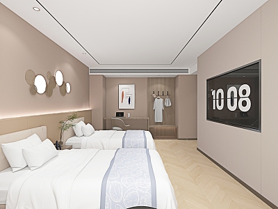 Hotel Room Twin Room Standard Room 3d model