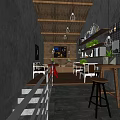 Modern Bar Interior With Wine Racks Bar Counter Pendant Lighting And Leather Bar Stools