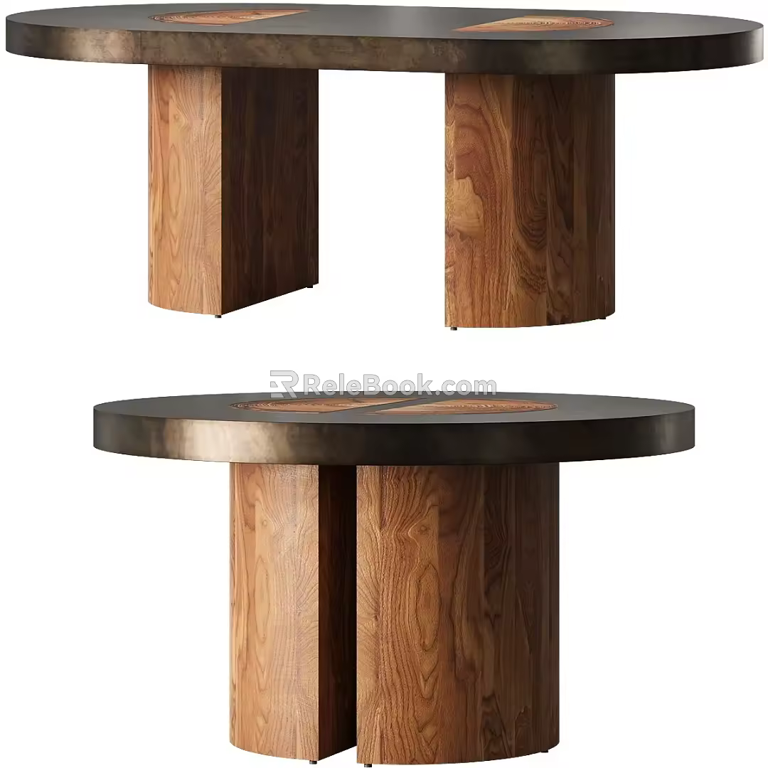 Modern Coffee Table Solid Wood Coffee Table Round Coffee Table 3d model