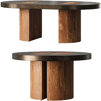 Modern Coffee Table Solid Wood Coffee Table Round Coffee Table 3d model