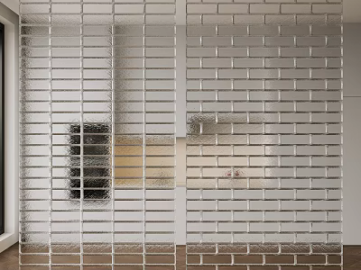 Modern Glass Brick Partition For Interior Space Separation And Decor 3d model