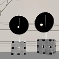 Stylish Table Lamps With Round Gold Textured Illuminated Shades and Black Structured Bases