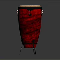 Red Conga Drum With Wooden Head And Metal Stand Musical Instrument Decor