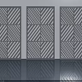 Three Modern Decorative Hinged Doors Featuring Geometric Pattern Design 3d model