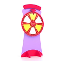Decorative Fortune Wheel With Purple Base Stand Red Pointer And Colorful Sections 3d model