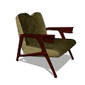 Modern Single Sofa With Wooden Armrests And Legs Green Fabric For Living Room Interior