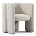 Modern Leisure Chair With Beige Brown Striped Upholstery And Unique Armrest Design