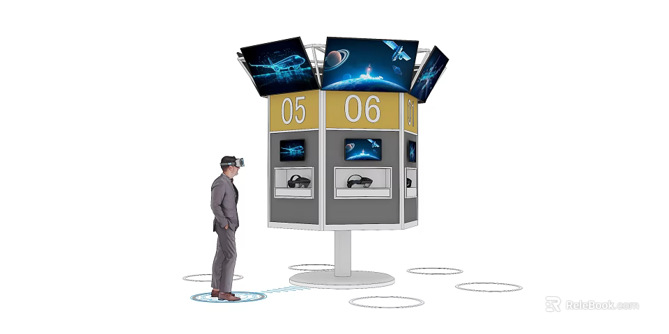 VR Equipped Interactive Car Display Kiosk With Multiple Screens And User Interface 3d model