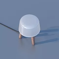 Modern Table Lamp With White Round Shade And Wooden Legs Design