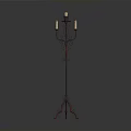 Ornate Floor Candelabra With Metal Scroll Design And Multiple Candle Holders
