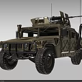 Military Utility Vehicle with Large Tires Sturdy Front Bumper and Roof Mounted Equipment